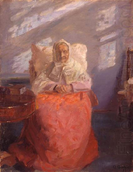 Mrs Ane Brondum in the blue room, Anna Ancher